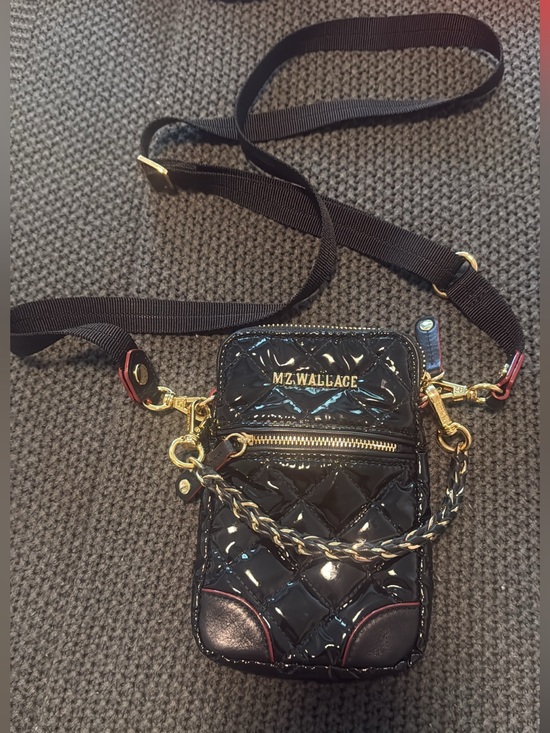 MZ Wallace Handbags - EUC MZ Wallace Black Quilted Patent Leather Crossbody and chain strap.